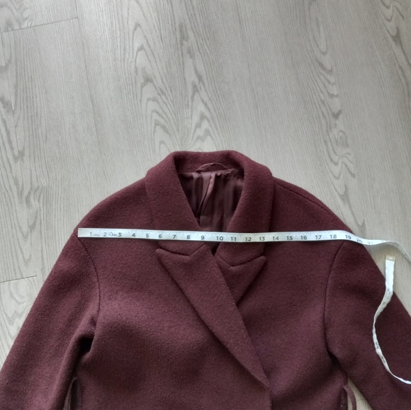 COS Burgundy Wool Wrap Belted Long Coat - Picture 12 of 16